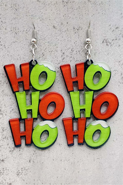 Green HO HO HO Dangle Christmas Earrings - Snoopy's Closet