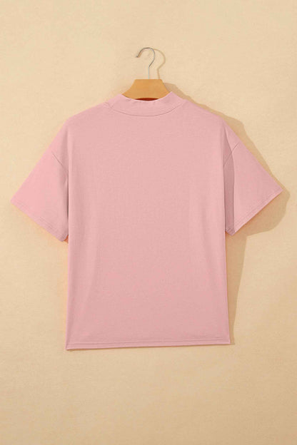 Black Solid Color High Neck Oversize Tee