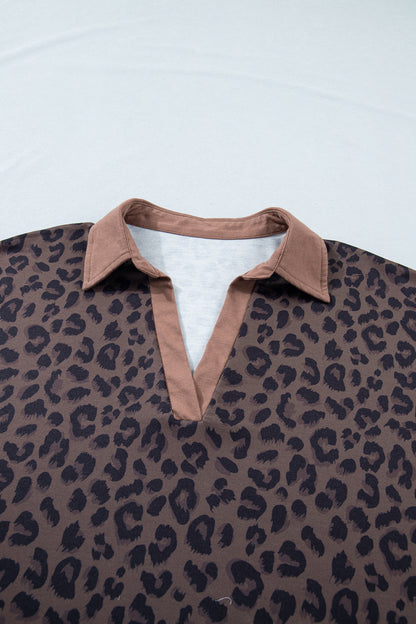 Conjunto corto de leopardo talla grande color café