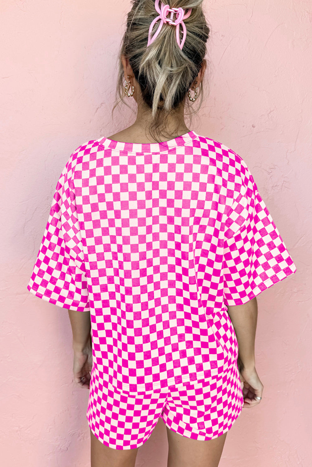 Black Checkered Top and Short Casual 2pcs Set - Snoopy's Closet