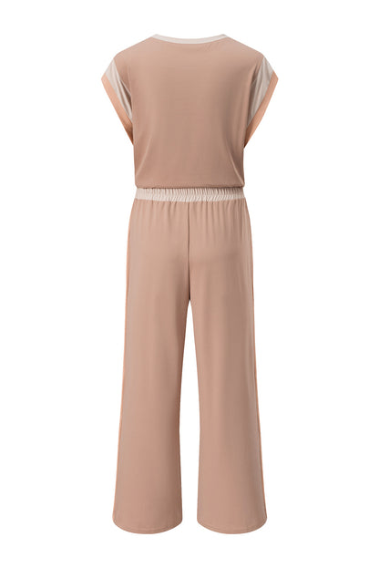 Smoke Gray Color Block Detail Casual Two-piece Set - Snoopy's Closet