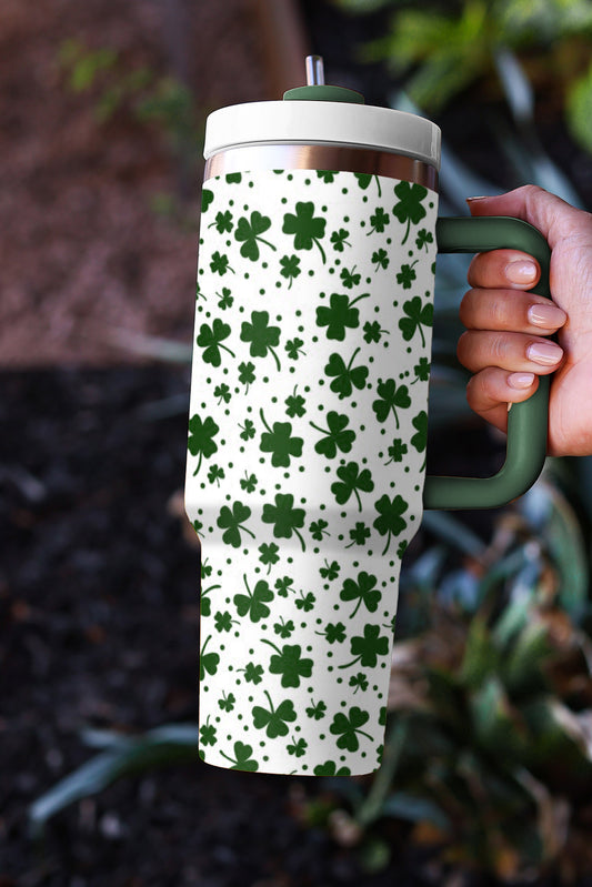 Vaso térmico trébol verde oscuro con asa de 40 oz