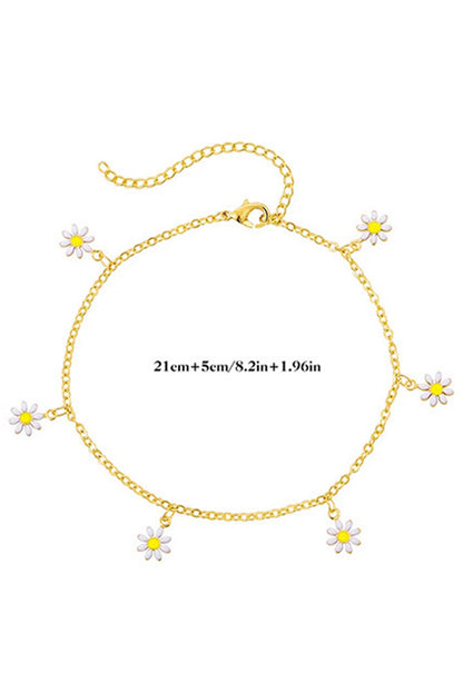 Gold Daisy & Pearl Chain Anklet - Snoopy's Closet