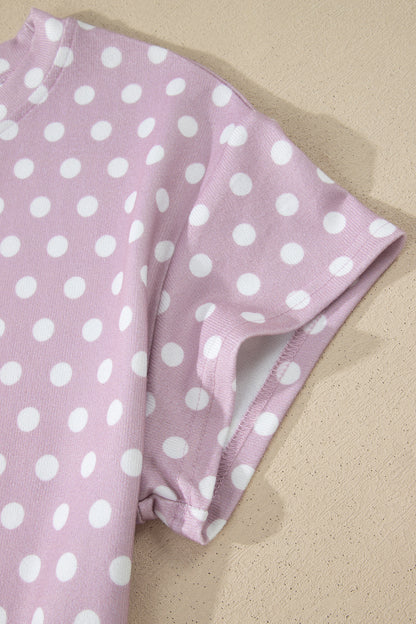 Purple Polka Dot Print Short Set - Snoopy's Closet