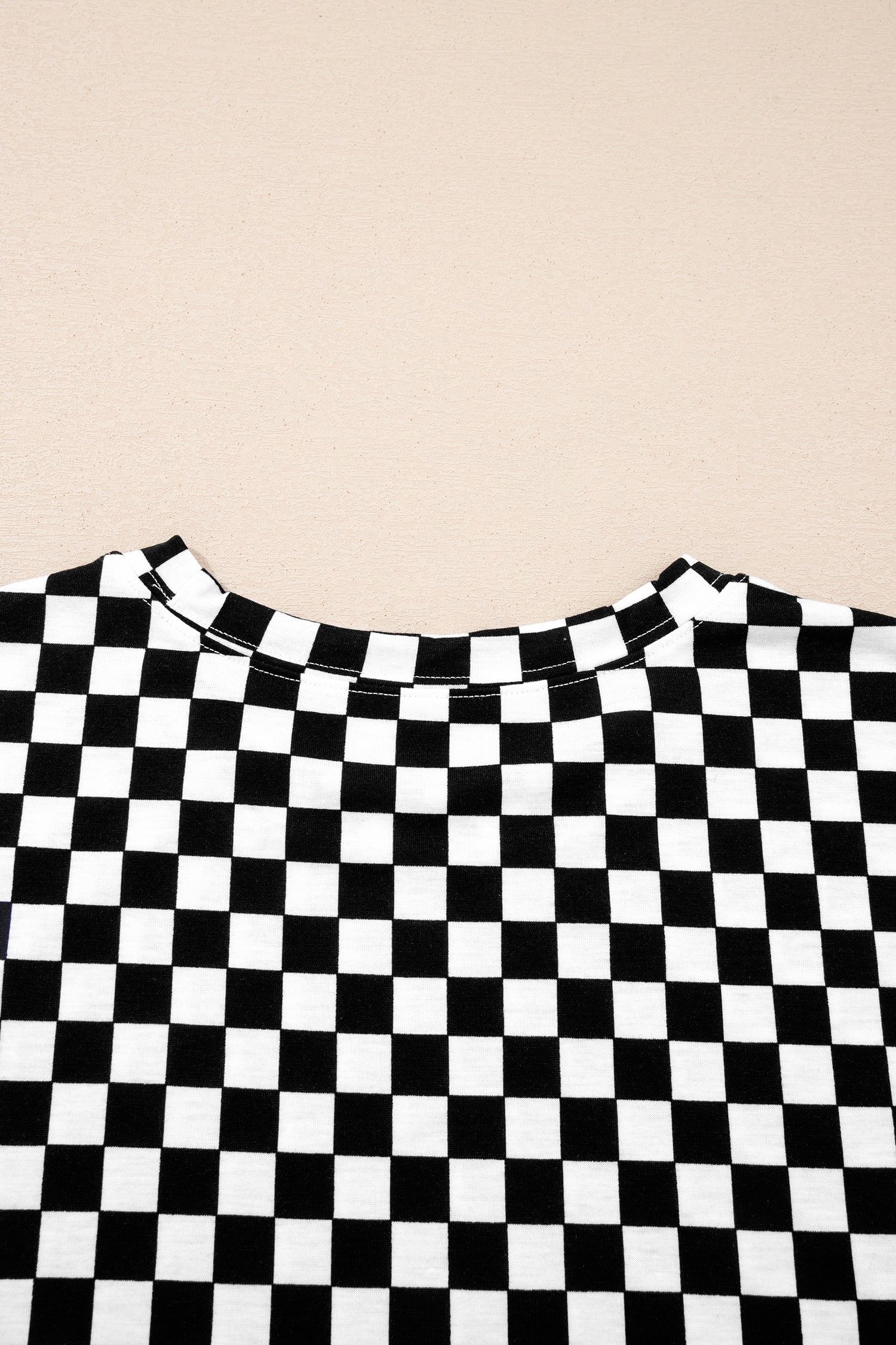 Khaki Checkered Print Half Sleeve Tee 2pcs Lounge Pant Set - Snoopy's Closet