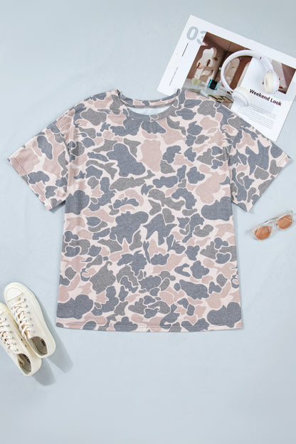 Camiseta Talla Grande Estampado Camuflaje Retro Multicolor