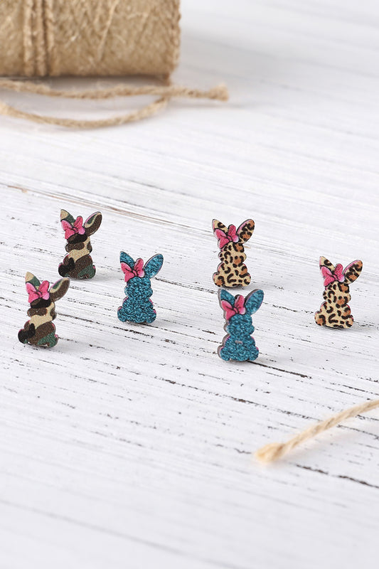 Khaki Easter Bunny 3 Pairs Different Earrings - Snoopy's Closet