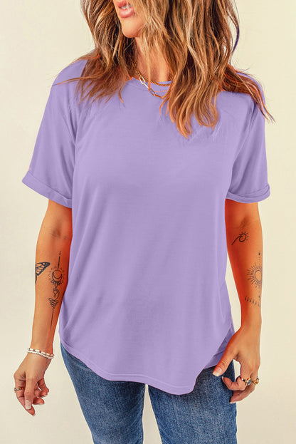 Wisteria Casual Plain Crew Neck Tee - Snoopy's Closet