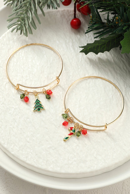 Gold Christmas Candy Cane Beading Pendant Bracelet - Snoopy's Closet