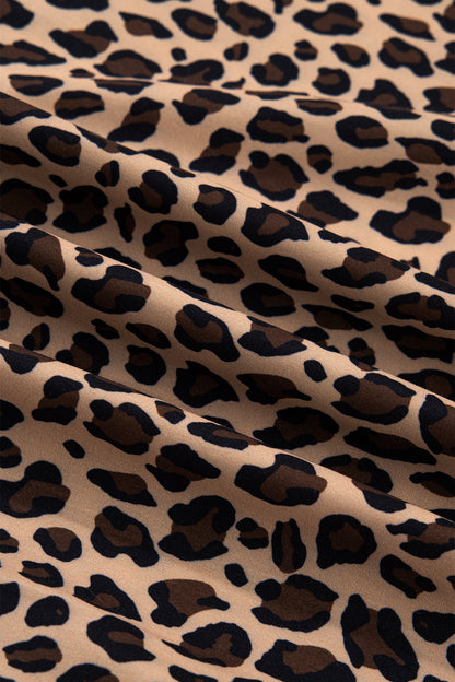 Brown Leopard Print Frilled Square Neck Tank Top - Snoopy's Closet