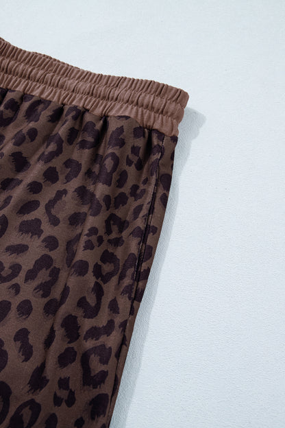 Conjunto corto de leopardo talla grande color café