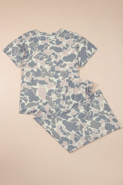 Multicolour Retro Camouflage Print Plus Size 2pcs Outfit - Snoopy's Closet