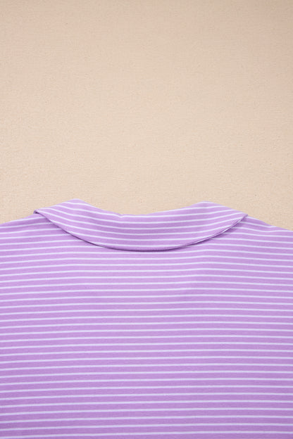 Pink Stripe Dolman Sleeve Polo Shirt and Drawstring Shorts Set - Snoopy's Closet