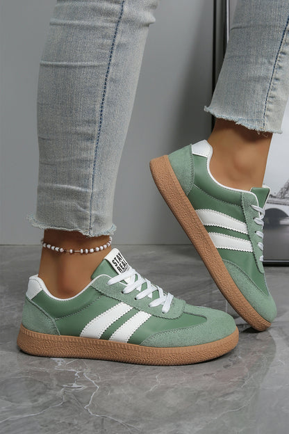 Ashleigh Blue Varsity Color Block Patchwork PU Leather Lace Up Shoes - Snoopy's Closet