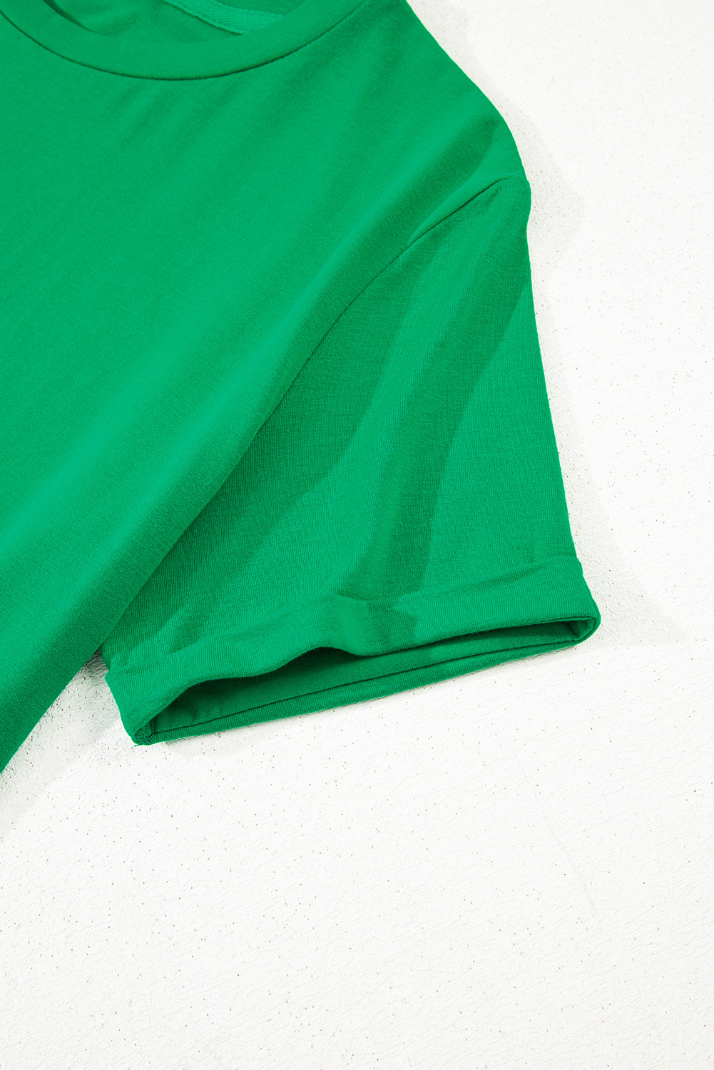 Bright Green Casual Plain Crew Neck Tee - Snoopy's Closet