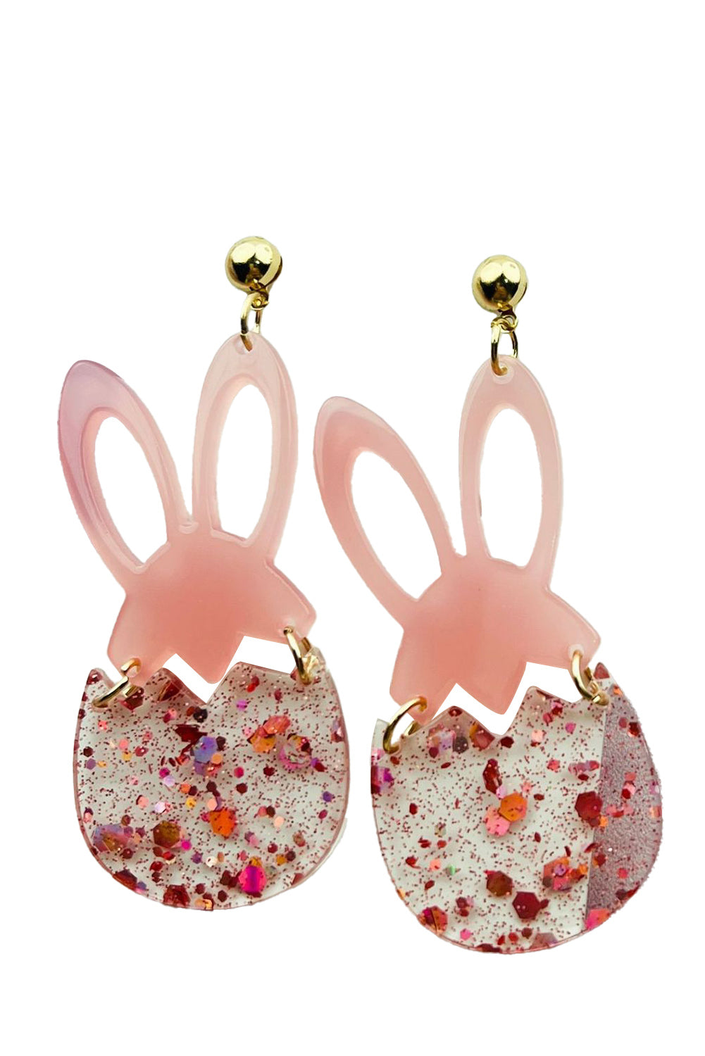 Pink Easter Bunny Glitter Acrylic Stud Earrings - Snoopy's Closet