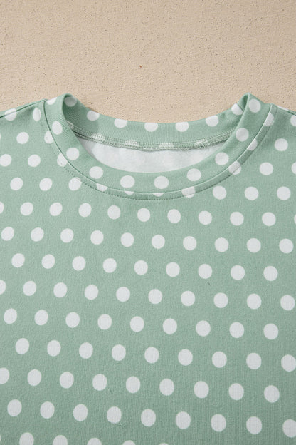 Conjunto corto estampado de lunares verdes