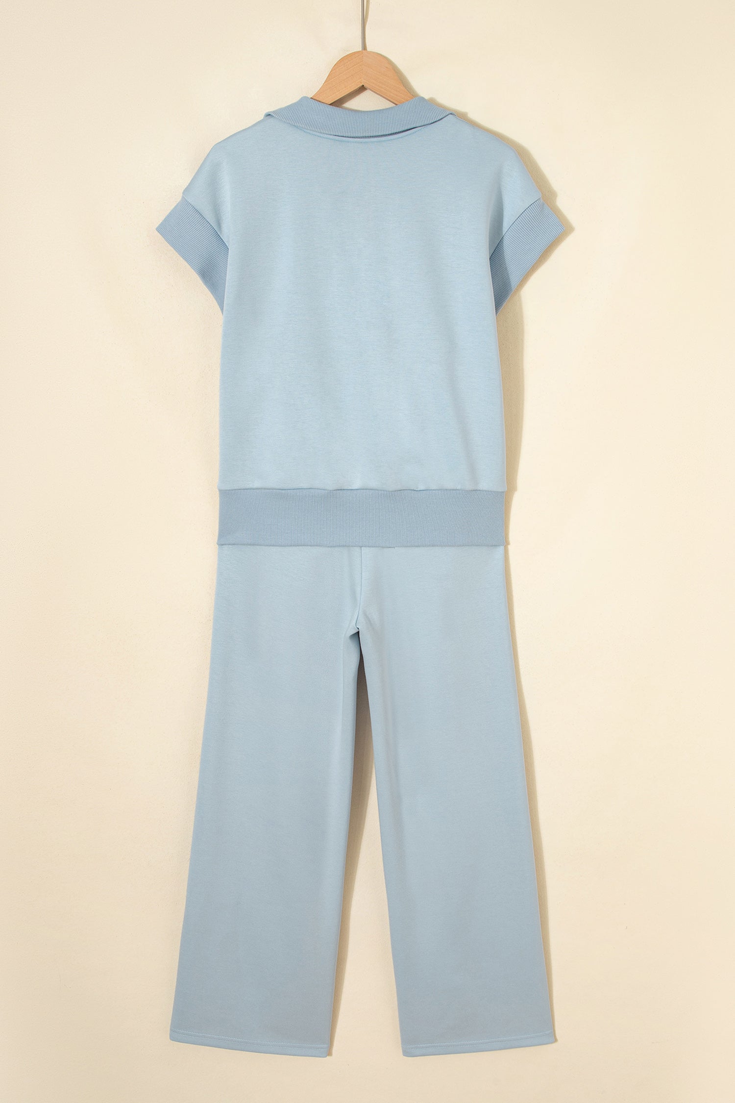 Beau Blue Half Zip Polo Tee Casual Pant Set - Snoopy's Closet