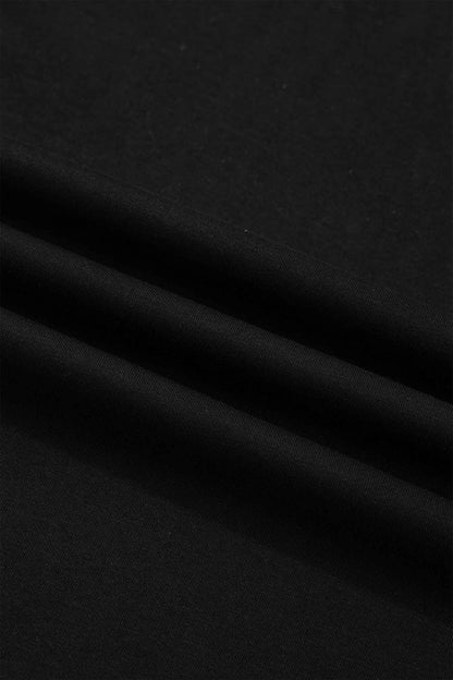 Black Casual Solid Short Sleeve Top with Metal Button Details Key Features
