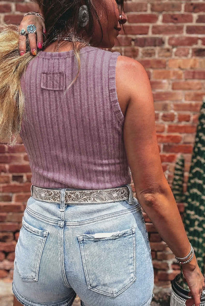 Phalaenopsis Slim Ribbed Mineral Wash Tank Top