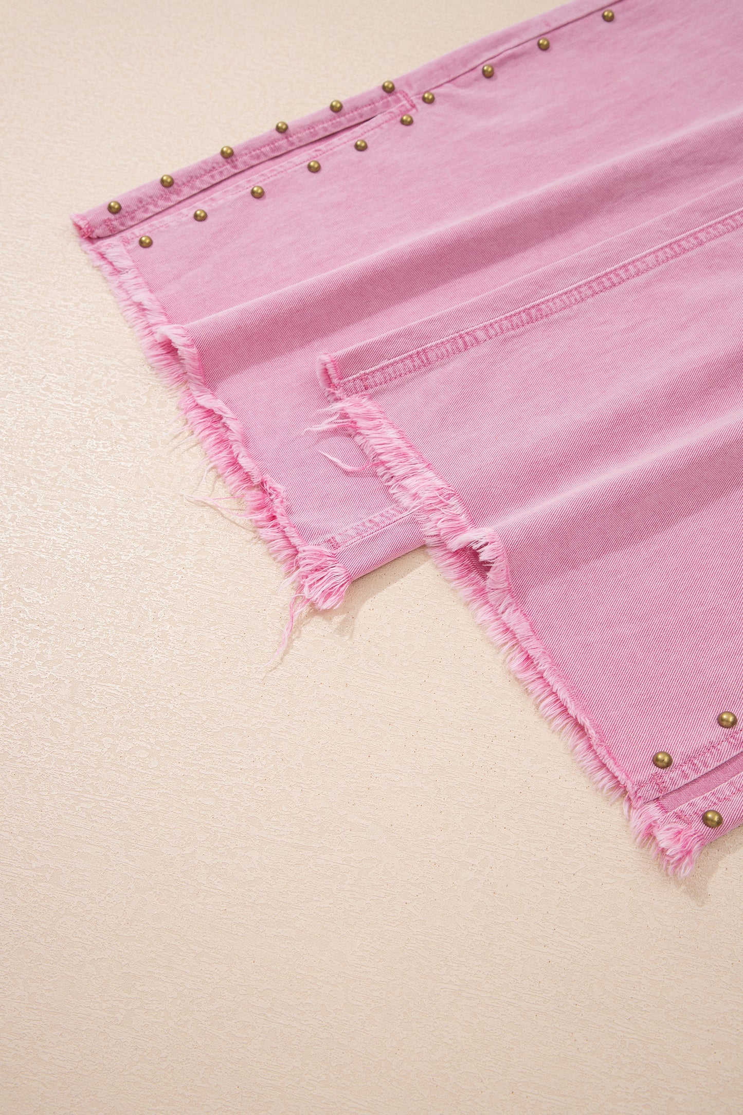 Pink Beaded Side Detail Split Loose Jeans - Snoopy's Closet