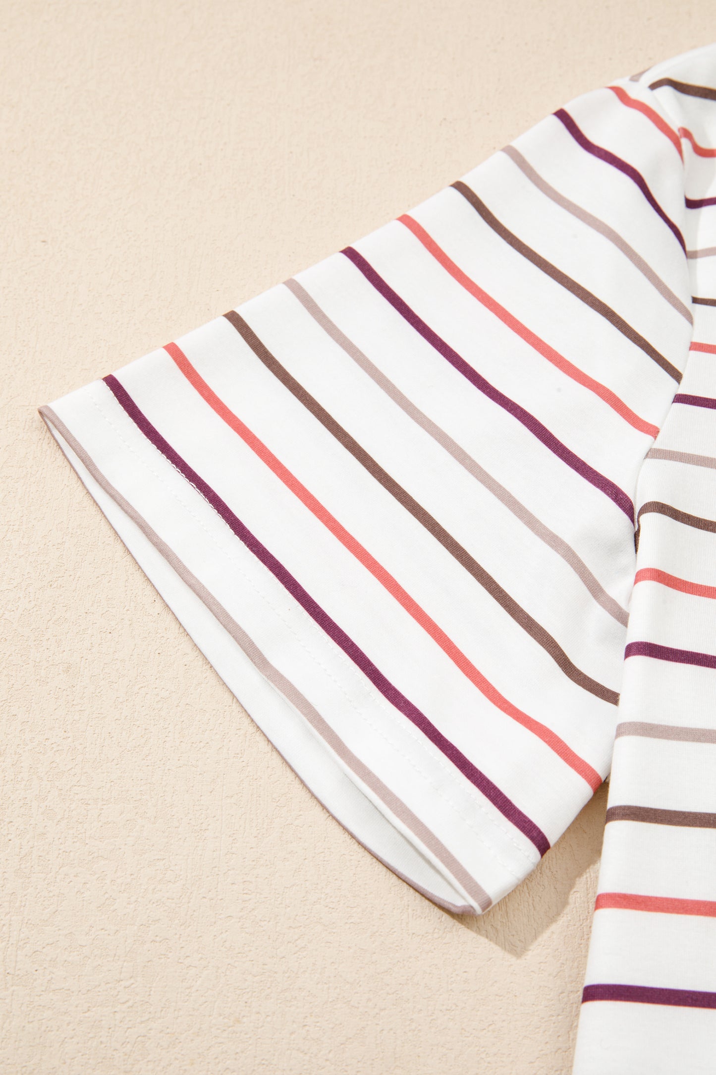 White Stripe V Neck Casual Plus Size Tee - Snoopy's Closet