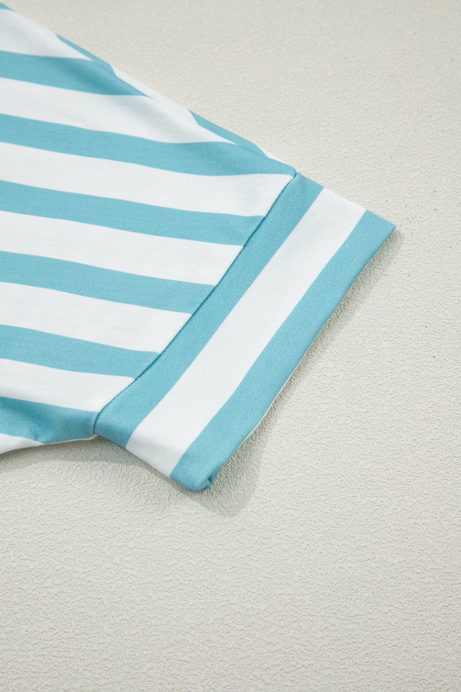 Sky Blue Stripe V Neck Patched Pocket Casual T Shirt - Snoopy's Closet