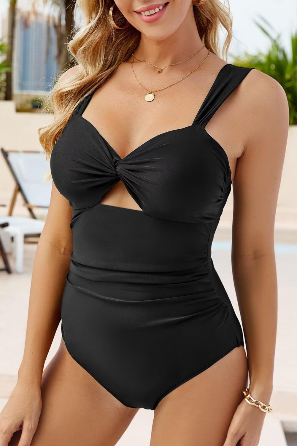 Black Cut out Twist Bowknot Backless One Piece Swimsuit - Snoopy's Closet