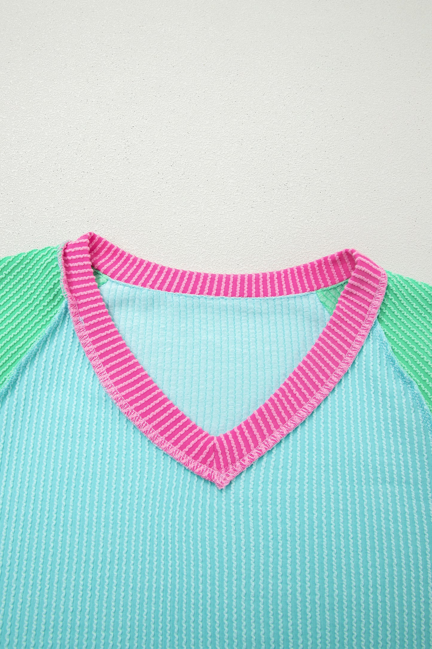 Camiseta Aruba de Canalé Retorcido con Bloques de Color