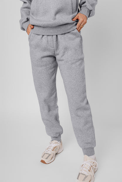 Gray Solid Exposed Seams Hoodie and Joggers Activewear Set - Snoopy's Closet