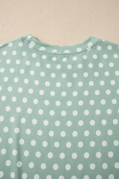 Conjunto corto estampado de lunares verdes