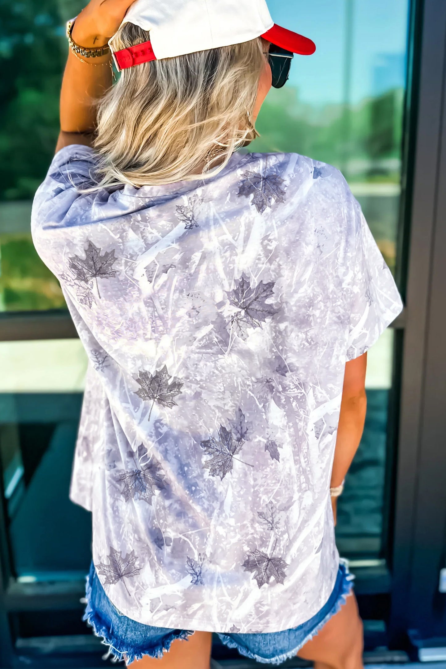 Gray Camouflage Woodland Print Drop Shoulder Tunic Tee - Snoopy's Closet