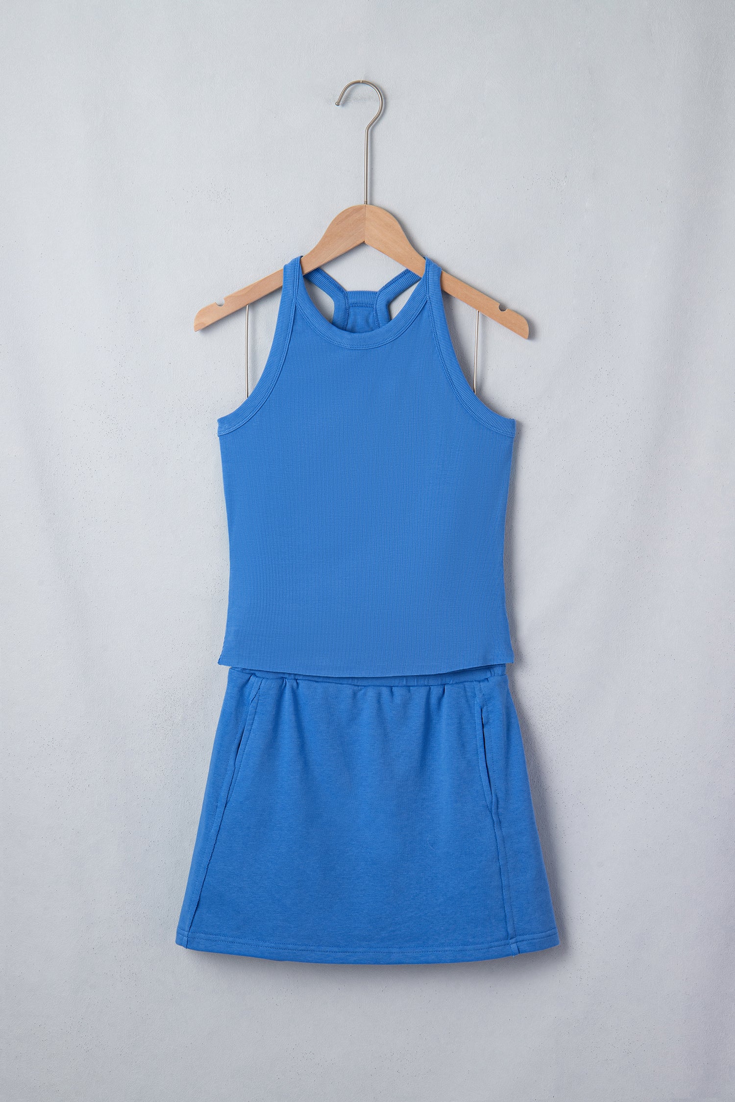 Green Slim Tank Top Elastic Waist Mini Skort 2pcs Outfit - Snoopy's Closet