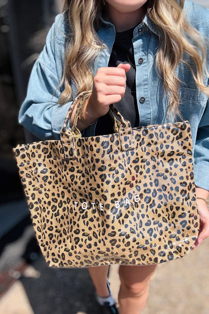 Brown Leopard PU Leather Water Proof Tote Bag - Snoopy's Closet