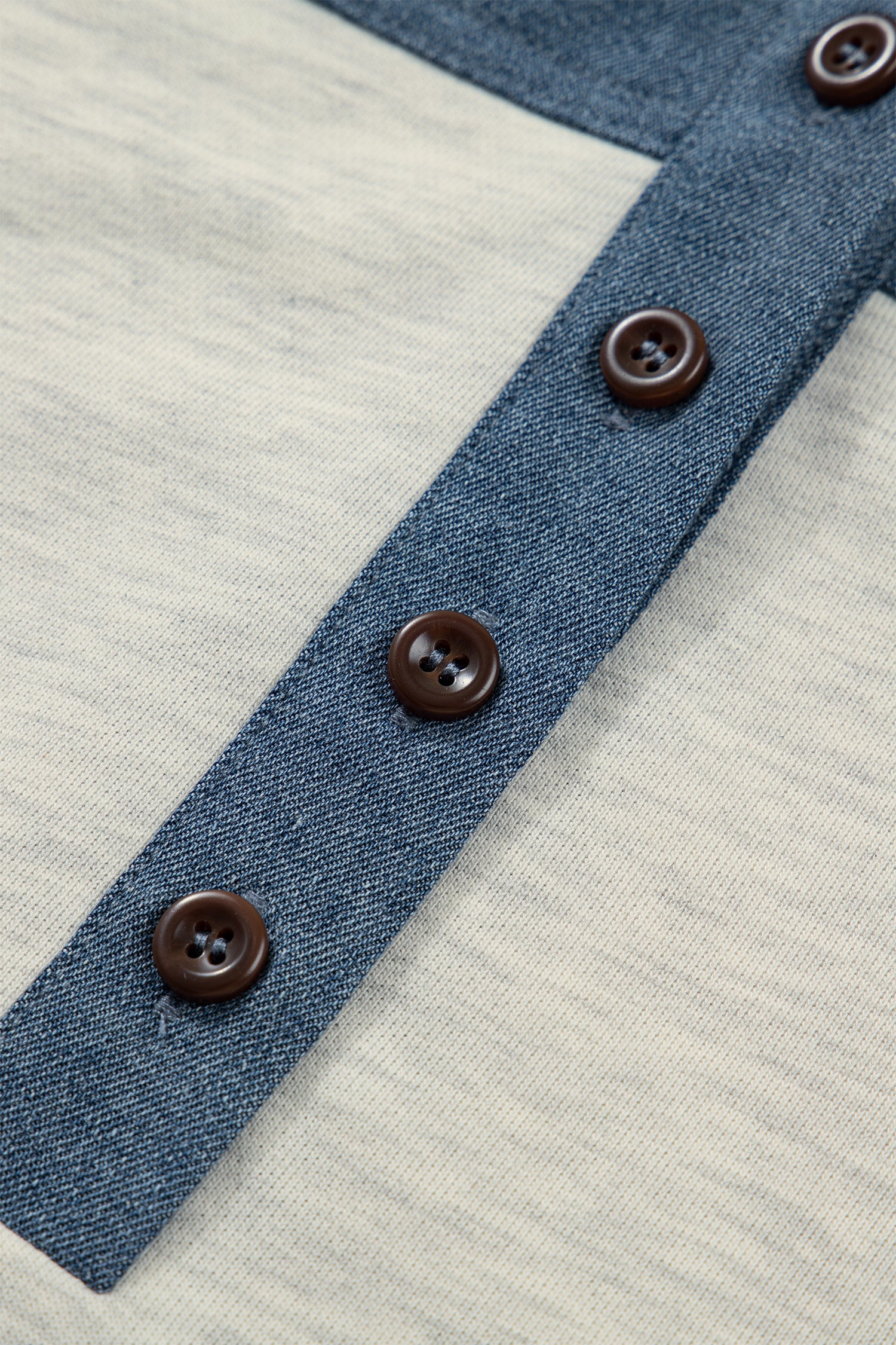 Light Grey Half Buttons Collared Denim Patchwork Plus Short Sleeve Top - Snoopy's Closet
