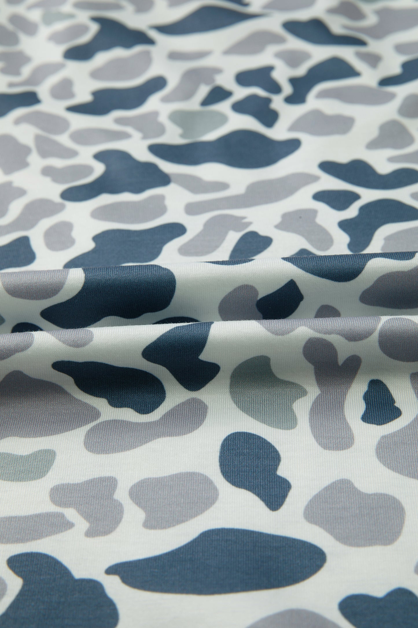 Gray Camouflage Print Single Chest Pocket V Neck Tee - Snoopy's Closet