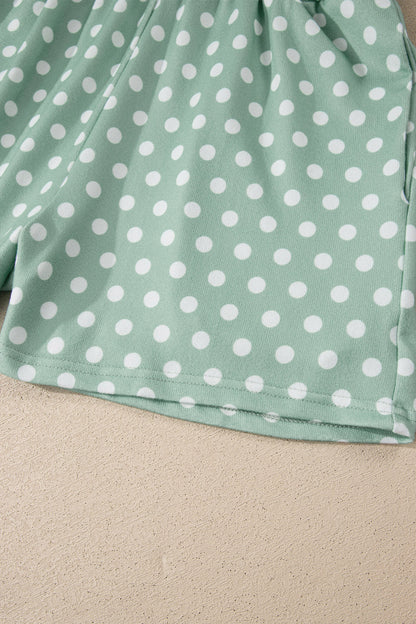 Conjunto corto estampado de lunares verdes