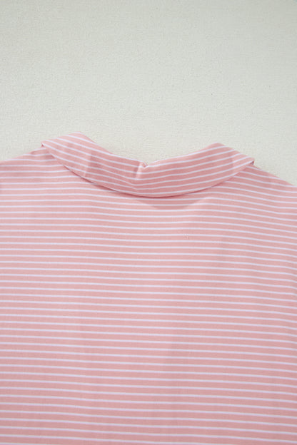 Pink Stripe Dolman Sleeve Polo Shirt and Drawstring Shorts Set - Snoopy's Closet