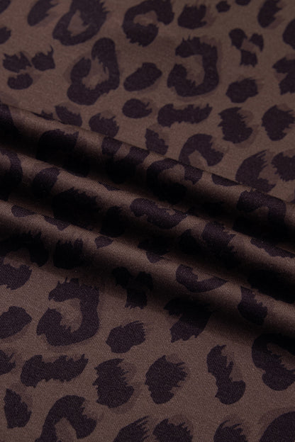 Conjunto corto de leopardo talla grande color café