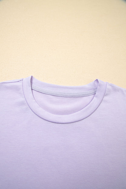 Orchid Petal Casual Plain Crew Neck Tee - Snoopy's Closet