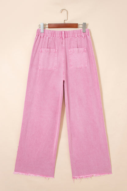 Pink Beaded Side Detail Split Loose Jeans - Snoopy's Closet