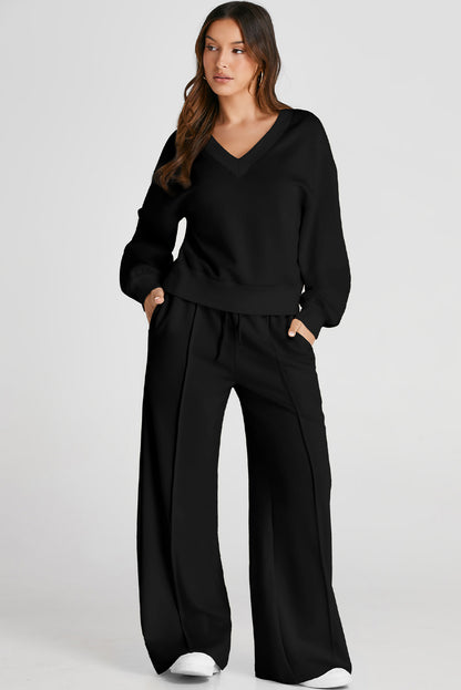 Ropa deportiva de cintura alta, cuello en V, corta, con costuras, negra
