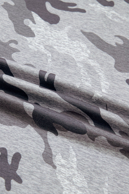 Gray Plus Size Camo Print Casual T Shirt - Snoopy's Closet