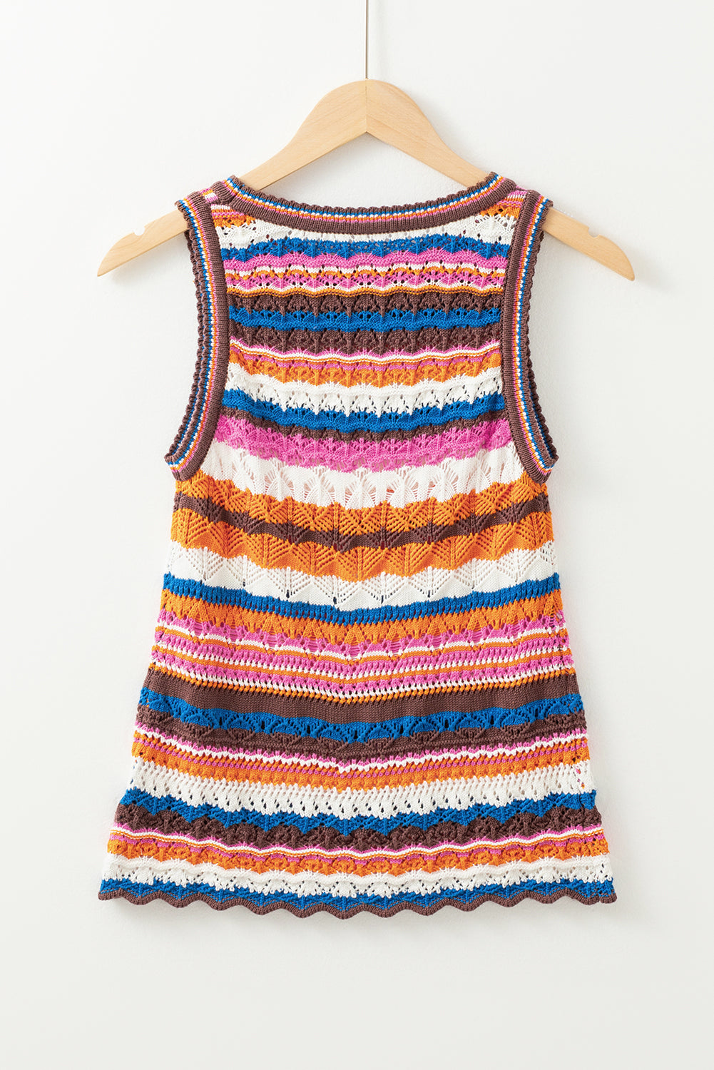 Dark Blue Striped Textured Knit Crew Neck Sweater Vest - Snoopy's Closet