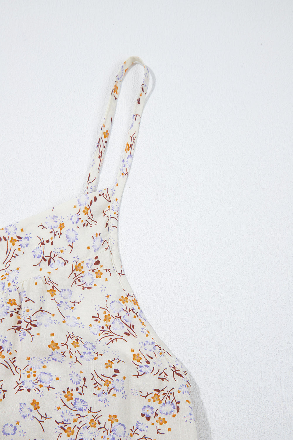 Apricot Boho Floral Spaghetti Straps Tank Top - Snoopy's Closet