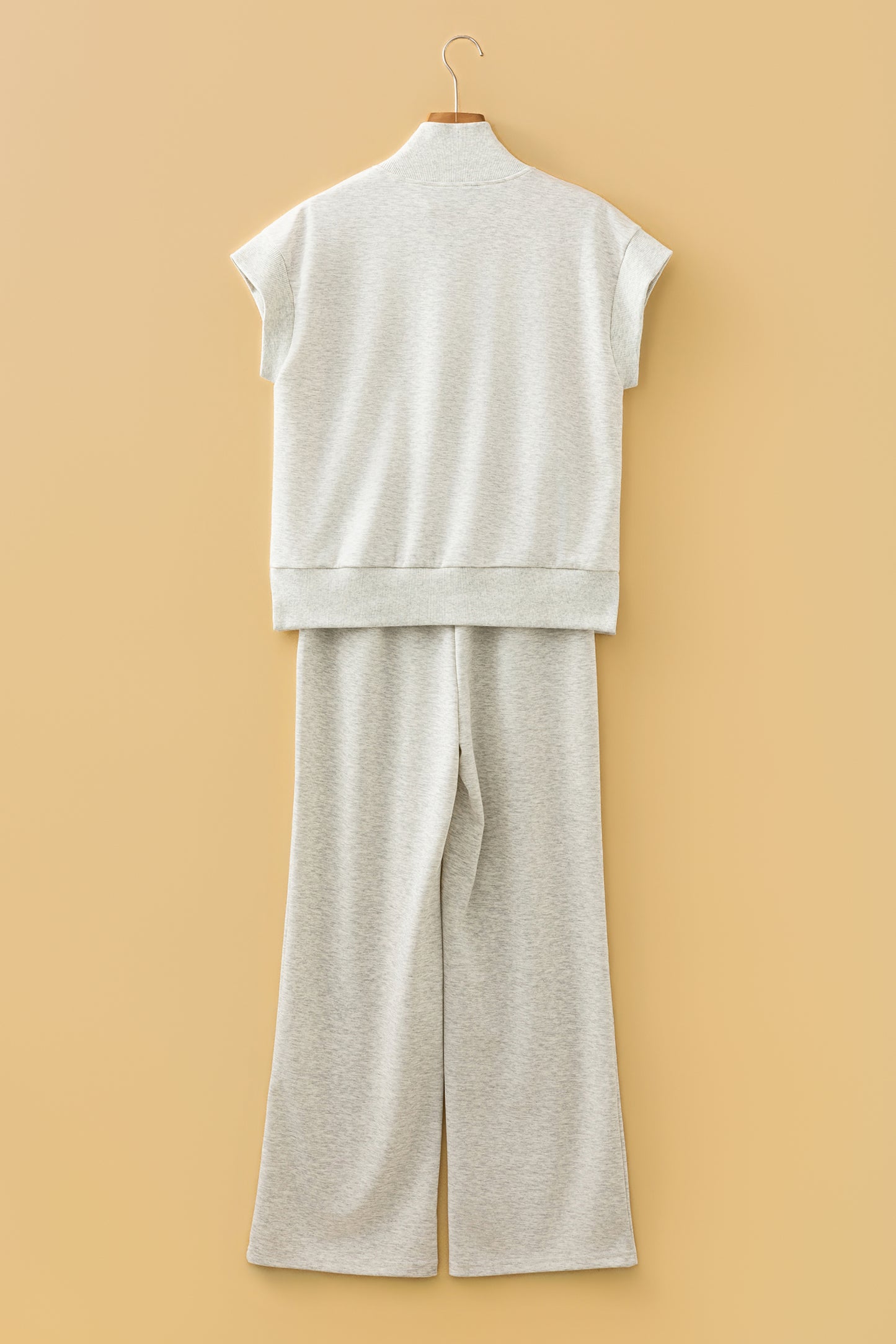Light Grey Half Zip Polo Tee Casual Pant Set - Snoopy's Closet