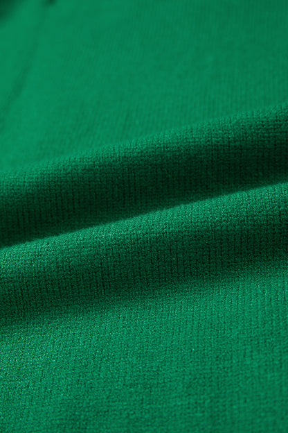 Suéter de manga corta con cuello simulado, ribete acanalado y herraduras con cordones en verde brillante