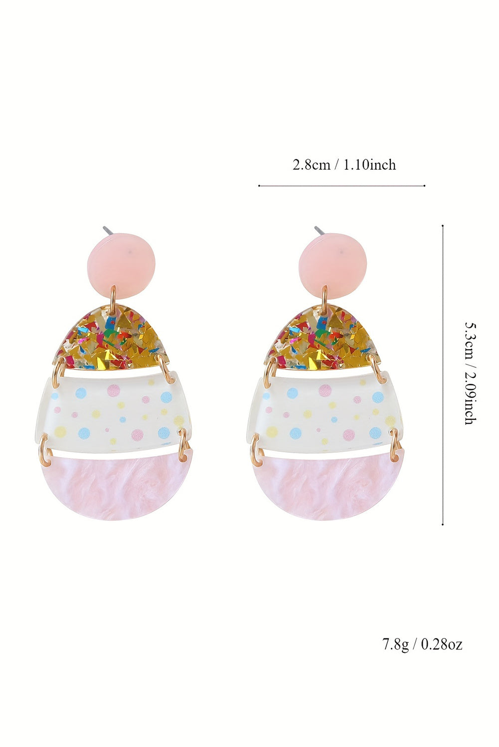 Pink Cute Printed Easter Egg Shape Drop Earrings - Snoopy's Closet