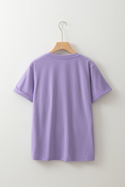 Wisteria Casual Plain Crew Neck Tee - Snoopy's Closet