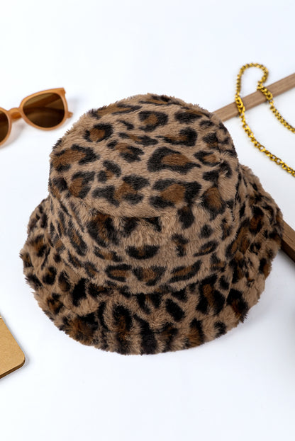 Sombrero de pescador de invierno de ala ancha con estampado de leopardo y curry tailandés